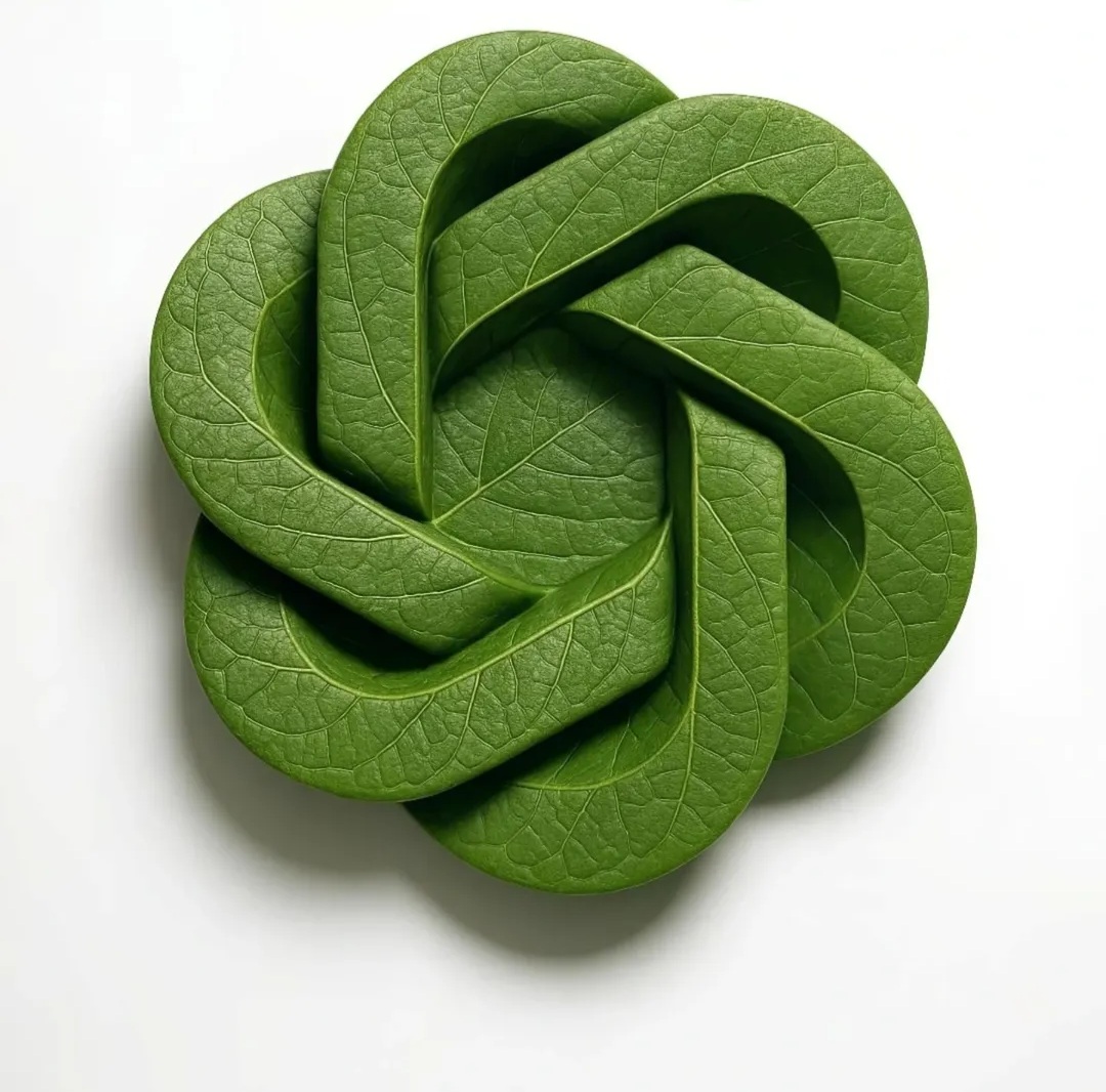 Hyper-Realistic Leaf-Textured 3D Logo Render