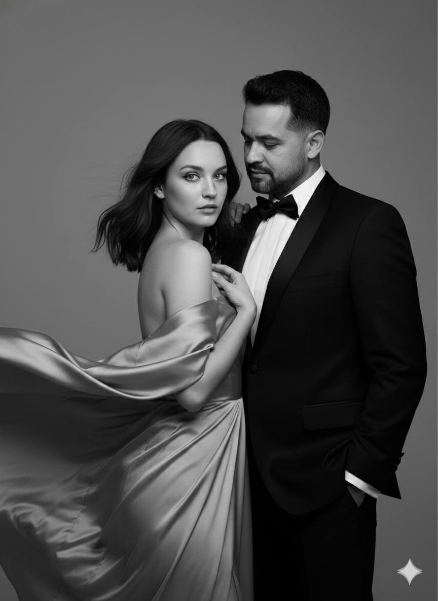 Black & White Luxury Couple Portrait (From Photo)