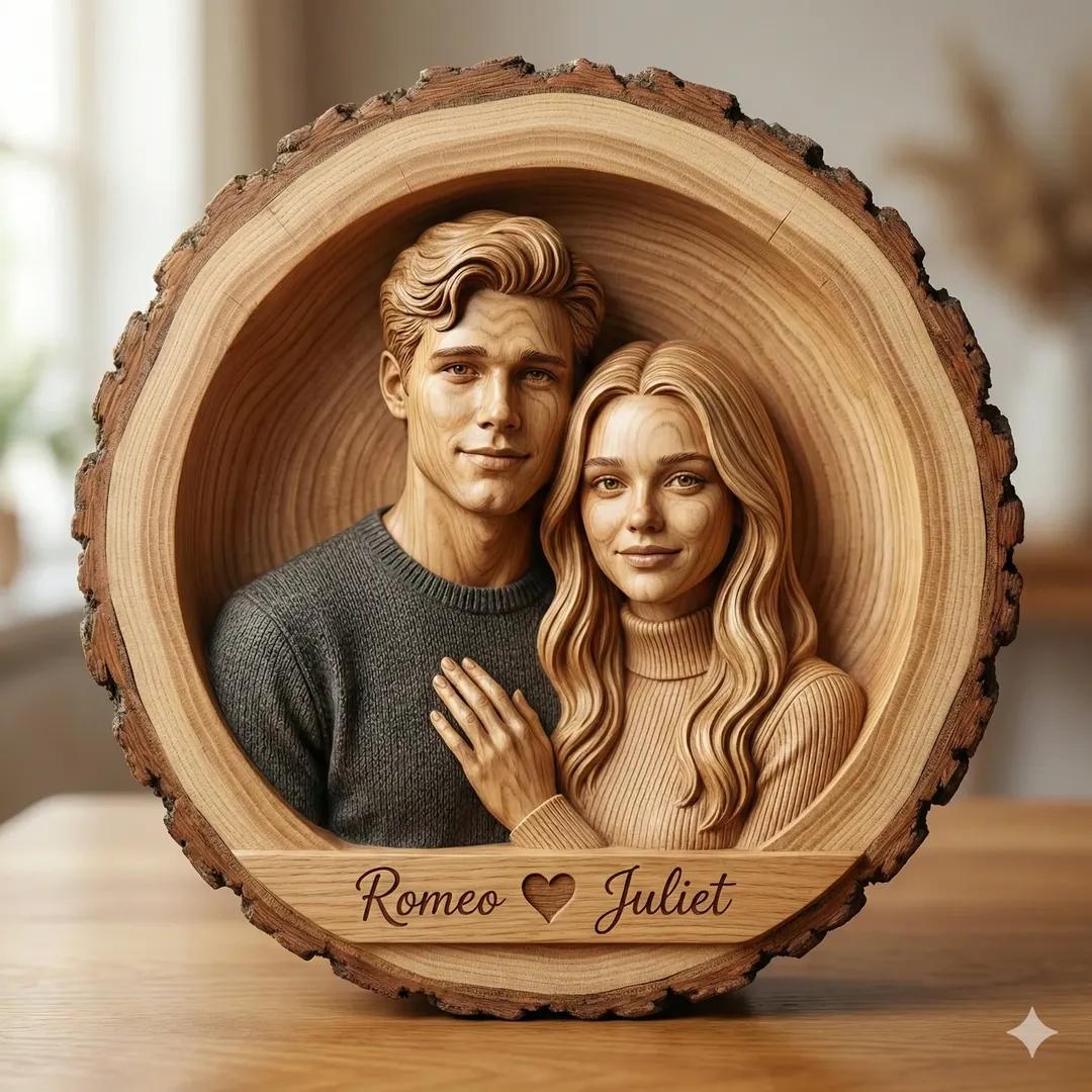 Carved Oak Portrait Sculpture