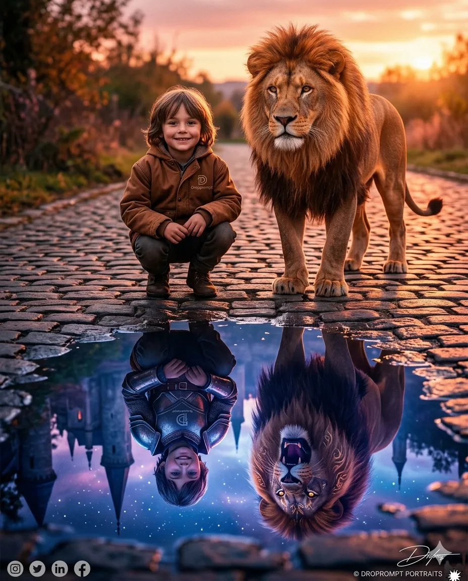 Fantasy Reflection – Child & Lion Dual Reality