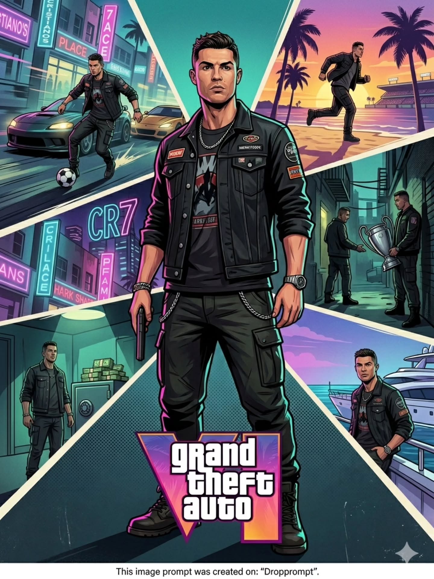 GTA VI‑Style Cinematic Game Poster – Centered Character