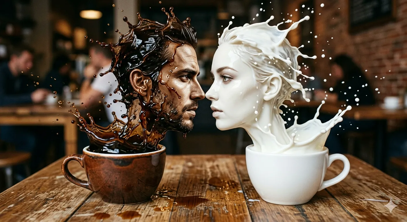 Coffee Cup Profiles – Liquid Portrait Surrealism