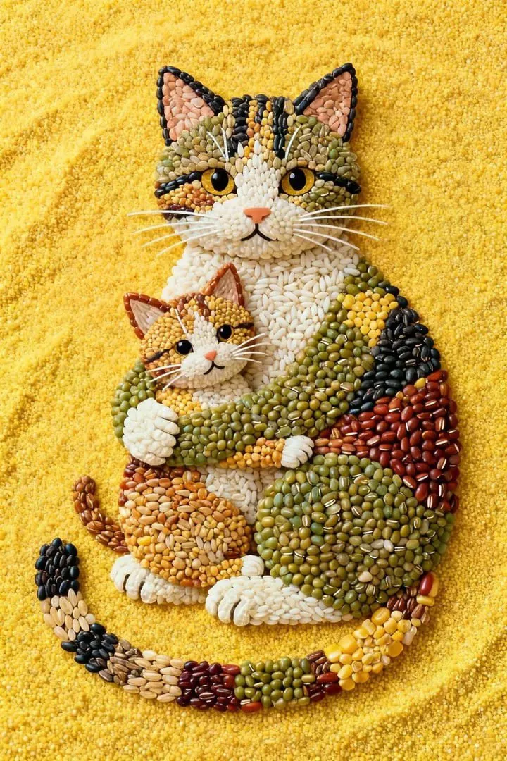 Grain Painting – Border Collie in Maximalist Style