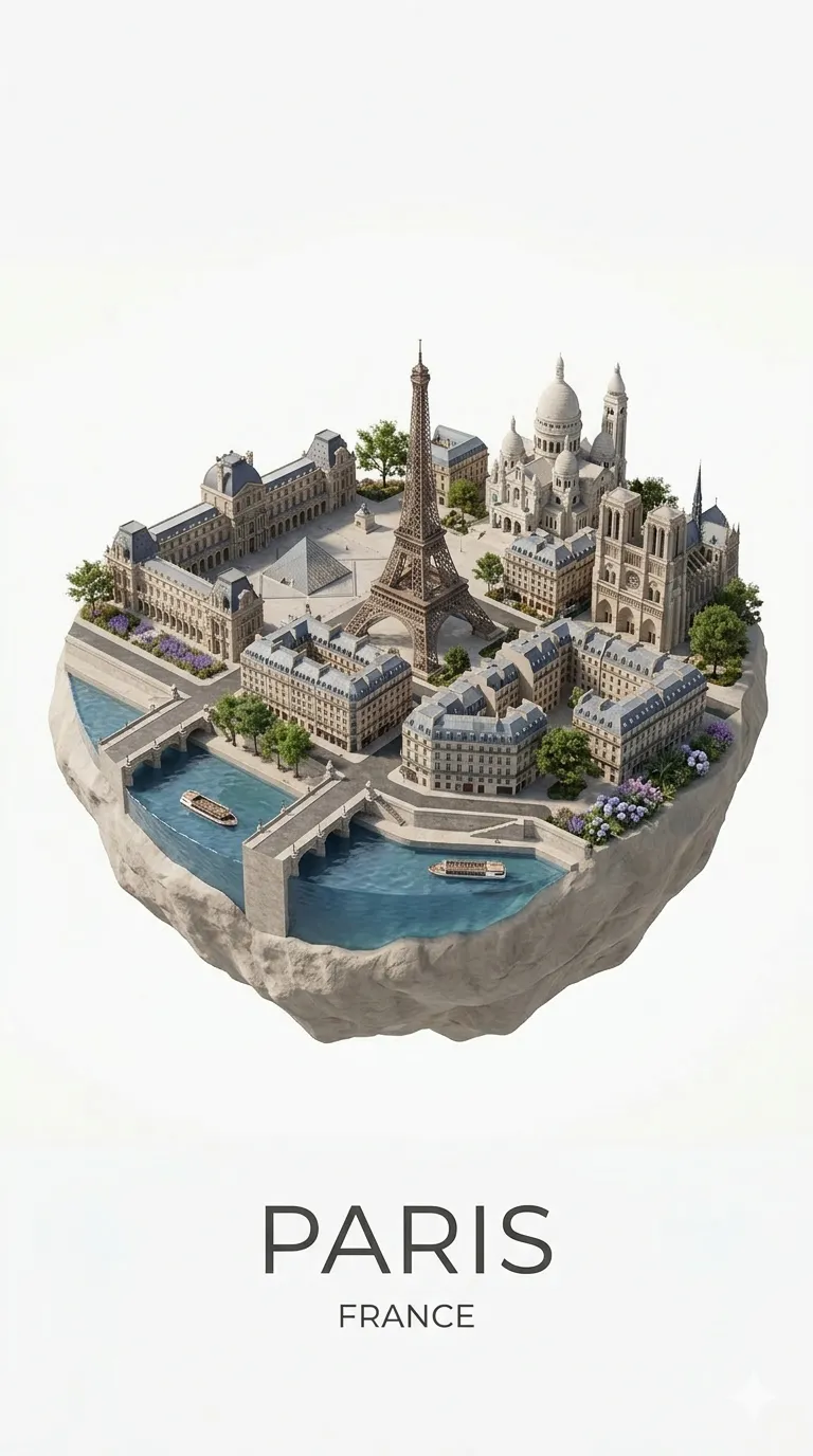 Floating Stone Island – Minimalist City Landmark Concept