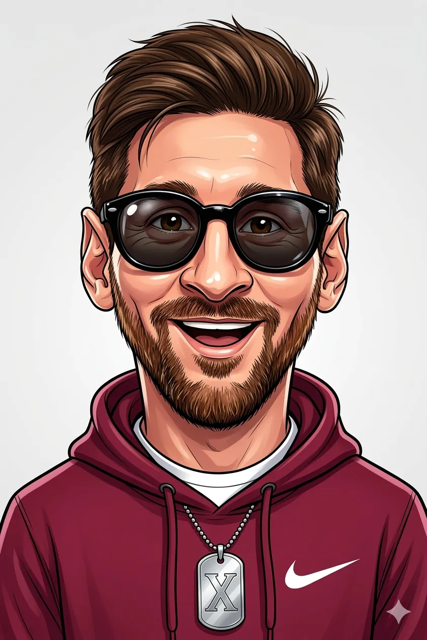 Cartoon Caricature – Bearded Man with Nike Hoodie