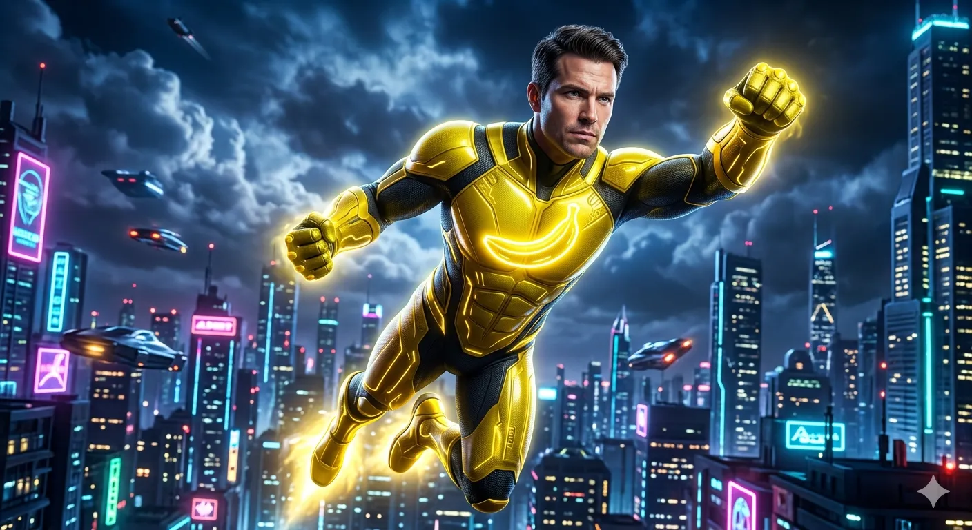 Nano Banana – Futuristic Superhero Portrait