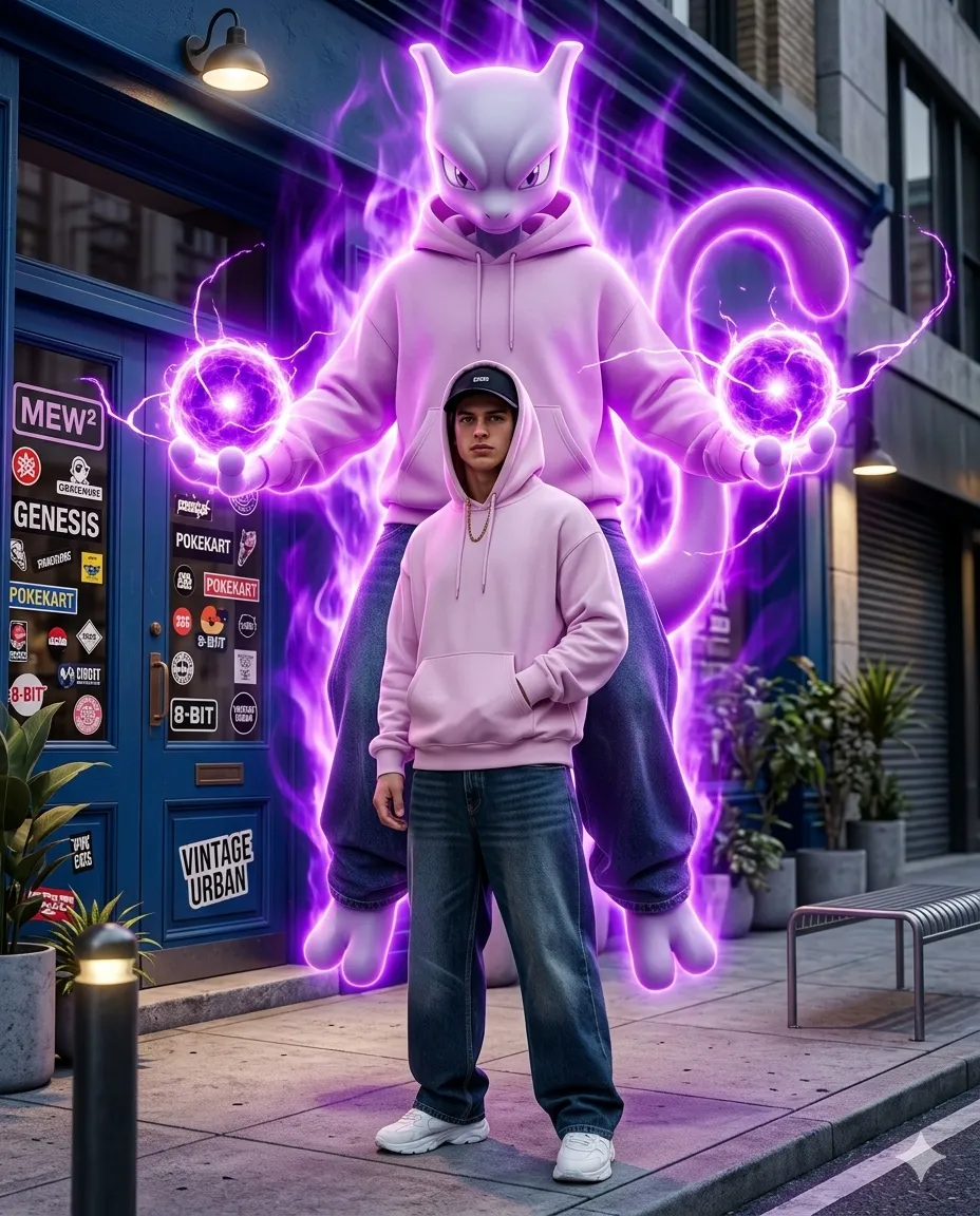 Mewtwo Guardian Spirit – Pink Hoodie Urban Cinematic