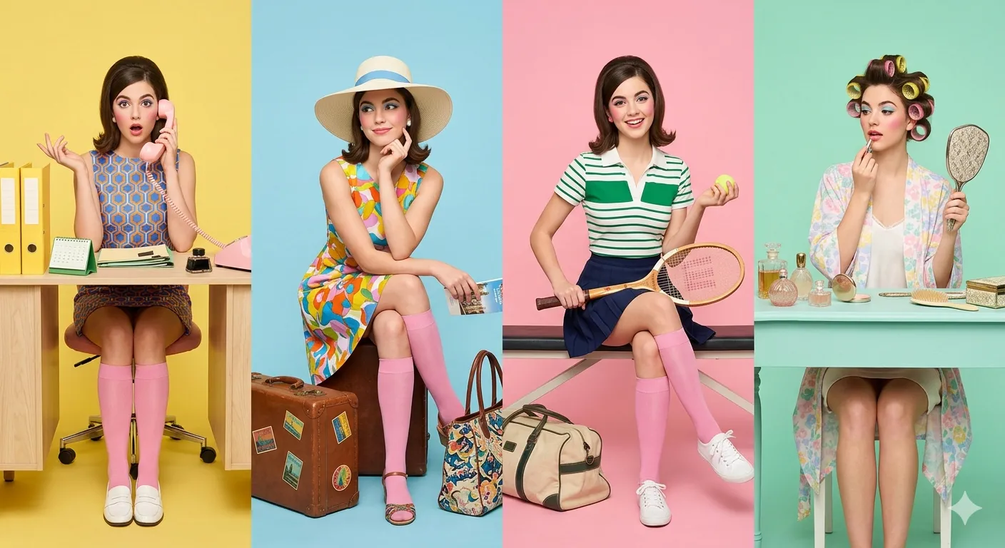 Retro 4‑Panel Studio Photoshoot – 1960s Personas