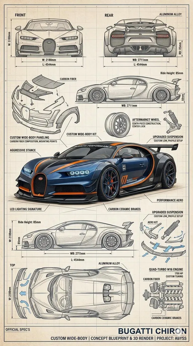 Blueprint & 3D Render Fusion – Custom Wide-Body [Car Name]